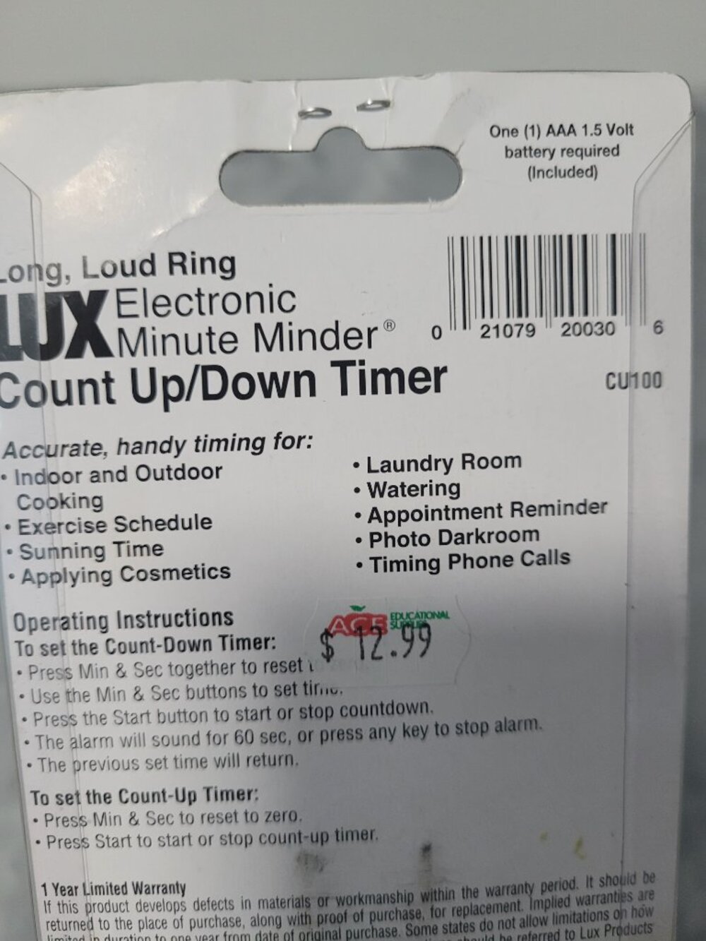 LUX Electronic Timer Clock Feature, Count Up/Down Timer, Battery Included - Picture 3 of 7